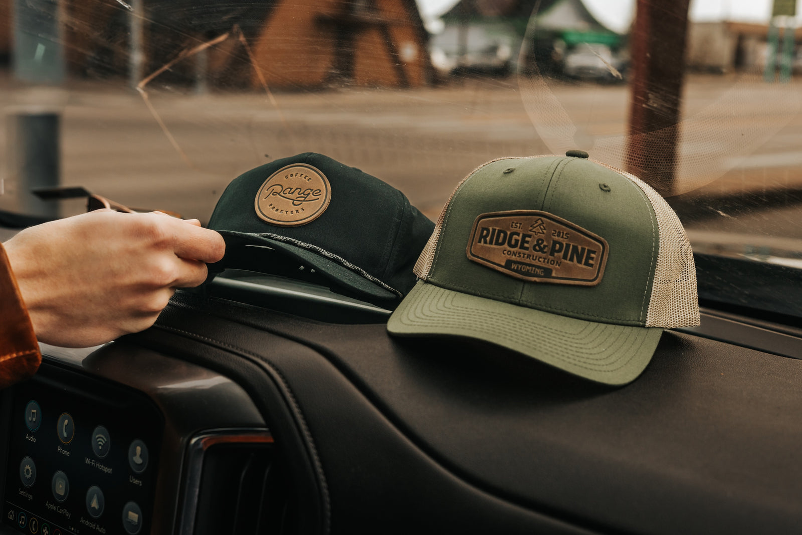 Custom leather patch hats from Range Leather